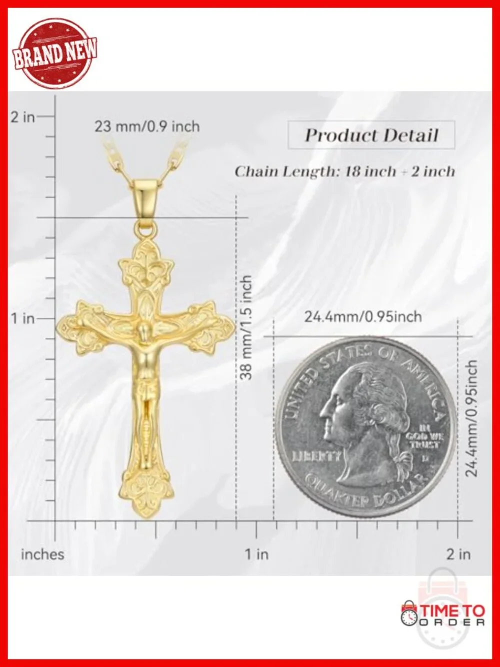 Gold Cross Necklace Crucifix Pendant Religious Jewelry for Women Men